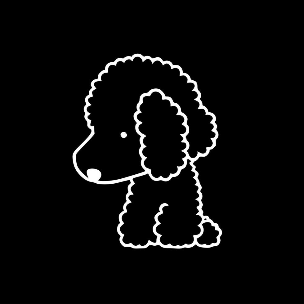 caniche - negro y blanco aislado icono - vector ilustración