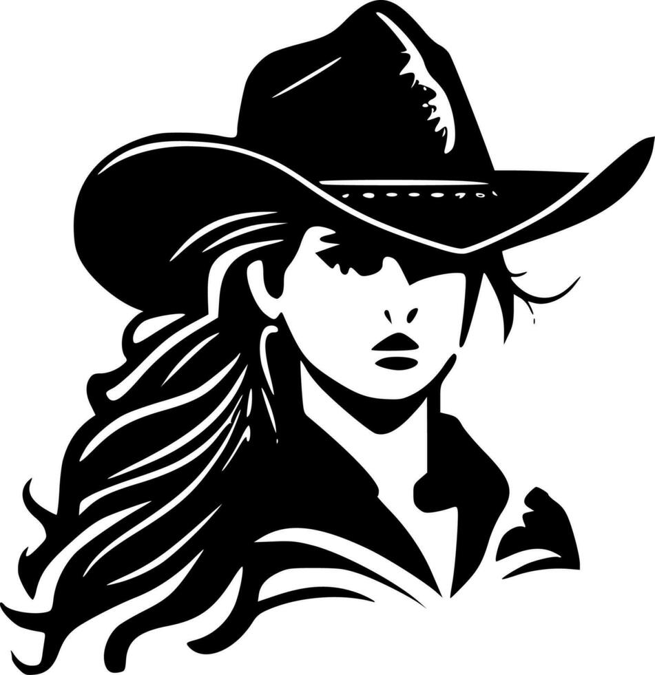 Cowgirl - Black and White Isolated Icon - Vector illustration