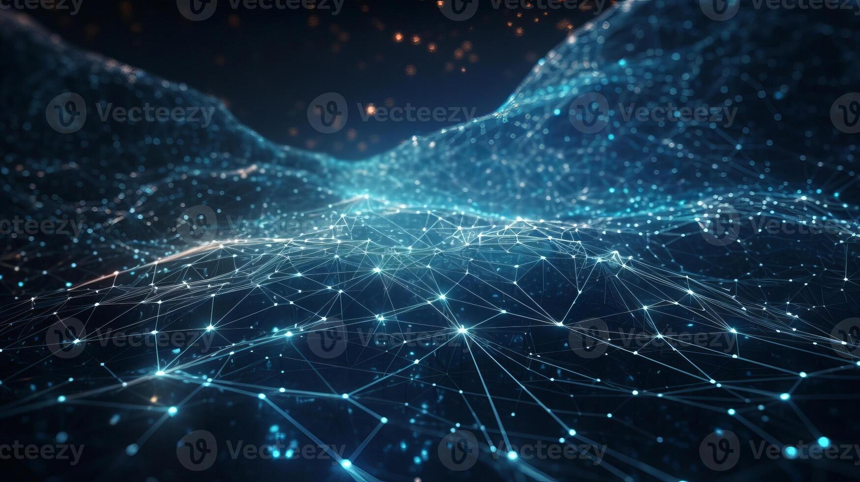 Cyber huge information stream. Blockchain information zones. organize line interface stream. photo