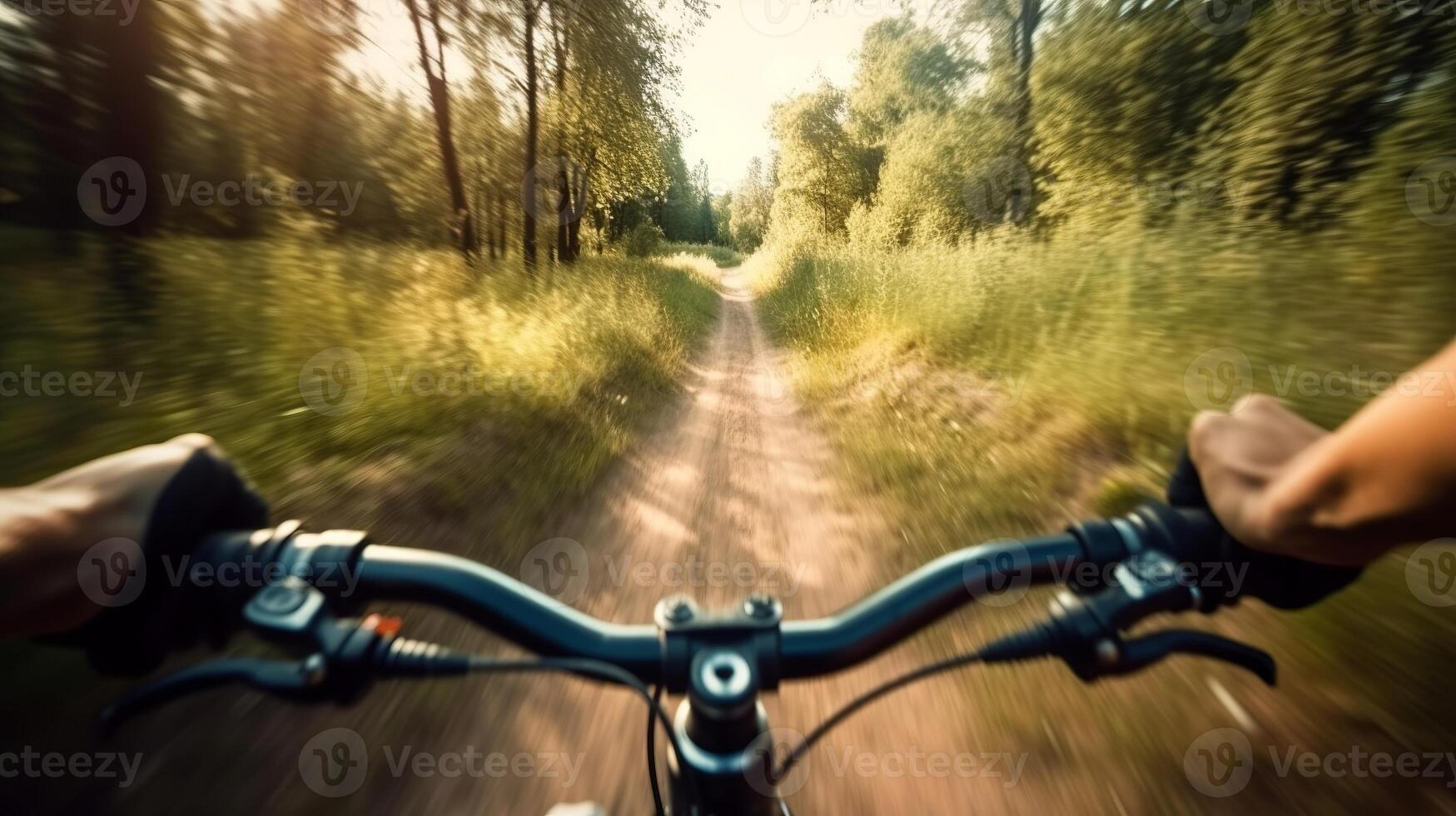Bike, cycling and development darken with a sports person holding handle bars though riding open discuss closeup pov. Creative resource, photo