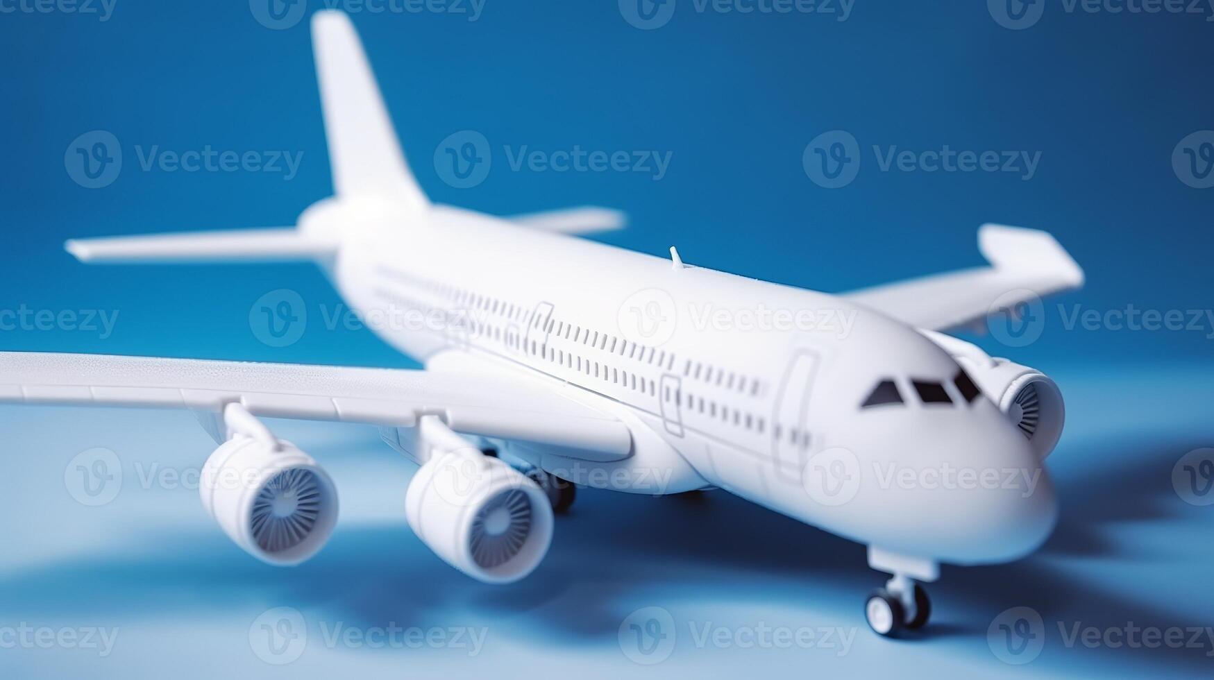 Close of white plane chart with clouds on blue establishment. Creative resource, photo