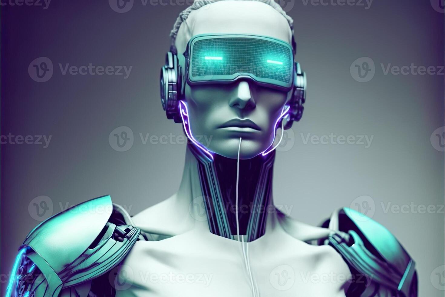 Android robot Internet technology concept. . Data science, Electronic mind. photo