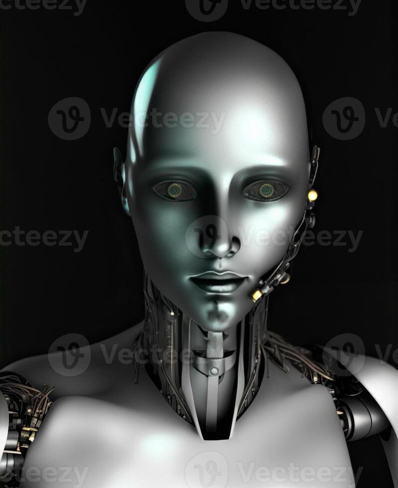 Android robot Internet technology concept. . Data science, Electronic mind. photo