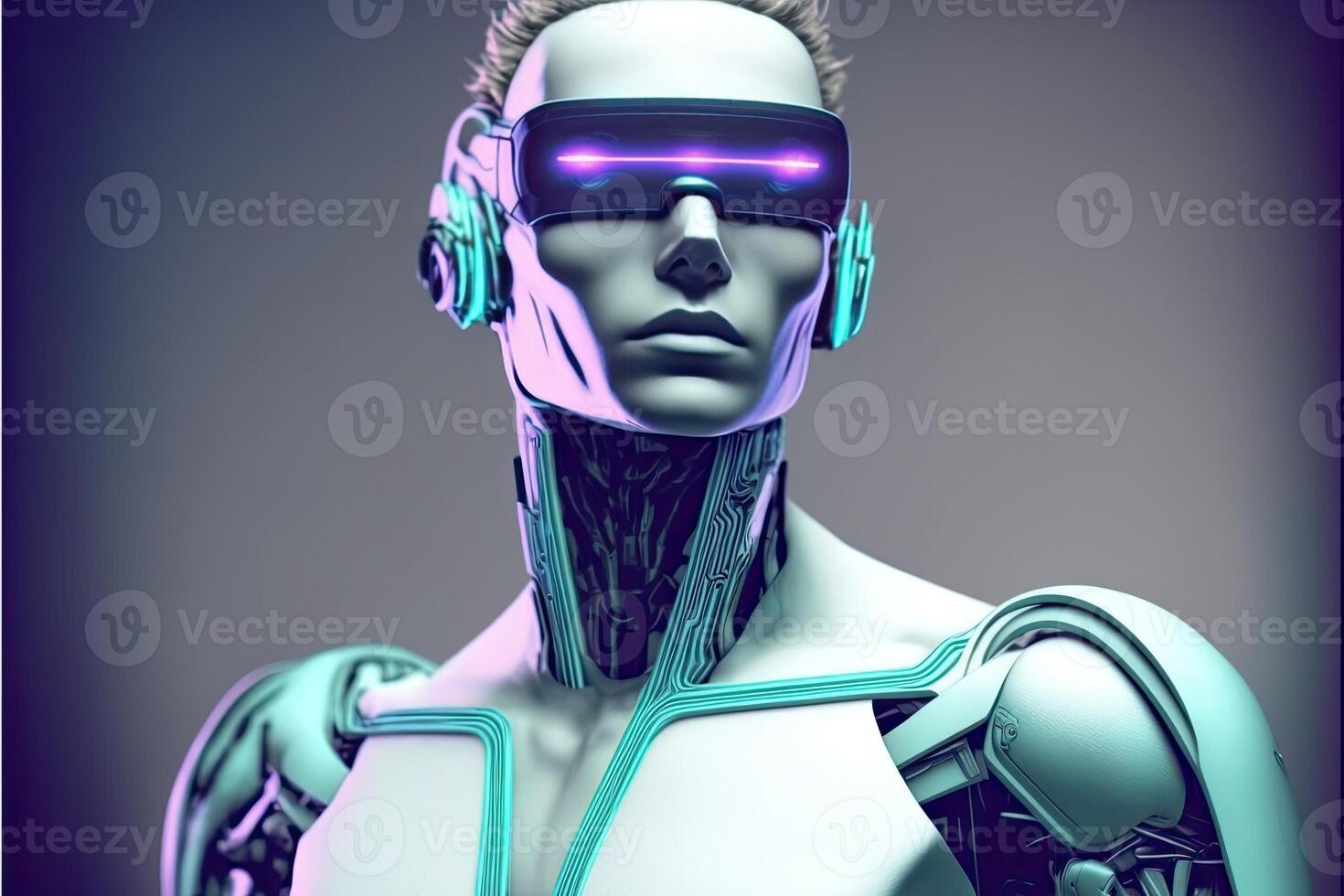 Android robot Internet technology concept. . Data science, Electronic mind. photo
