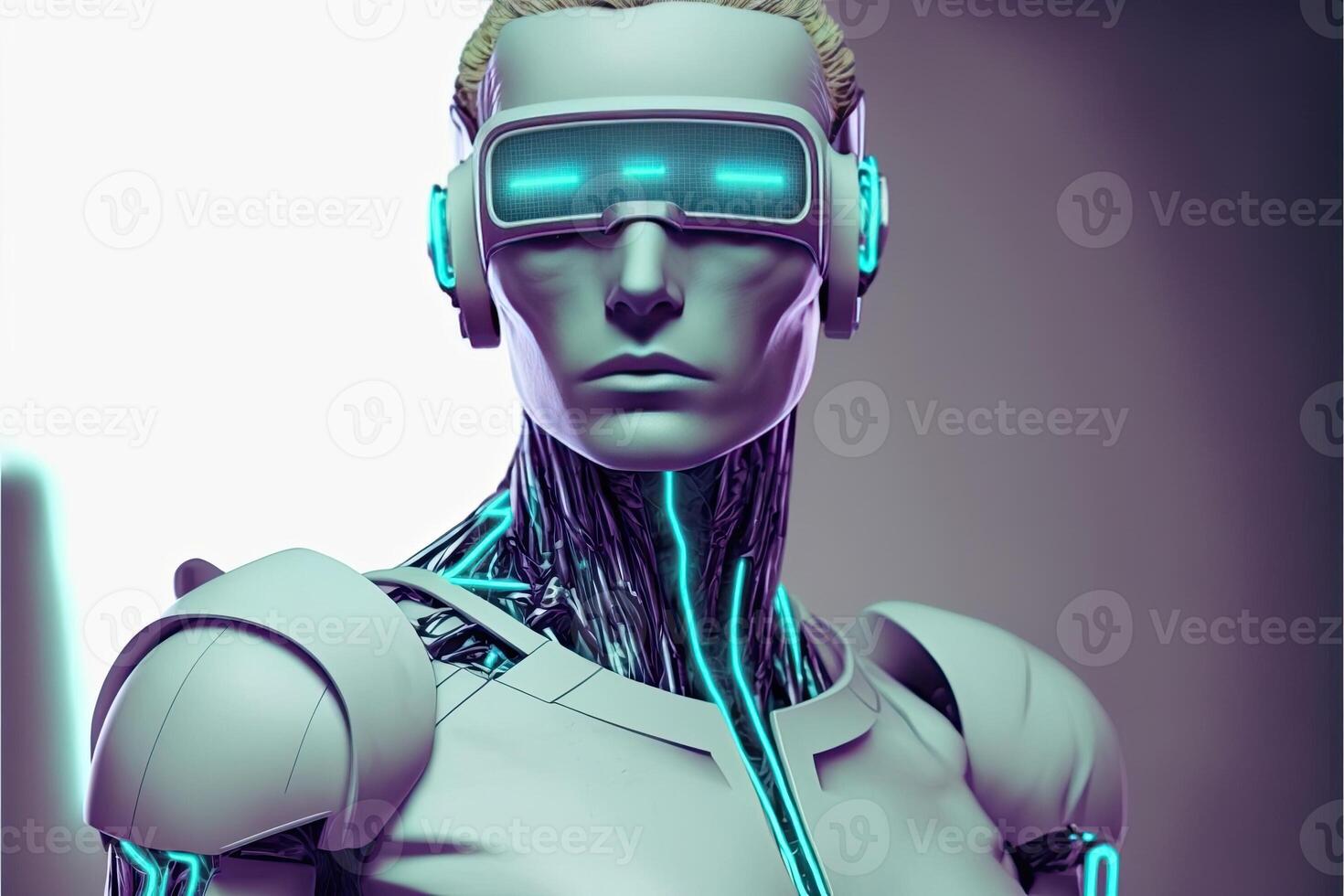 Android robot Internet technology concept. . Data science, Electronic mind. photo