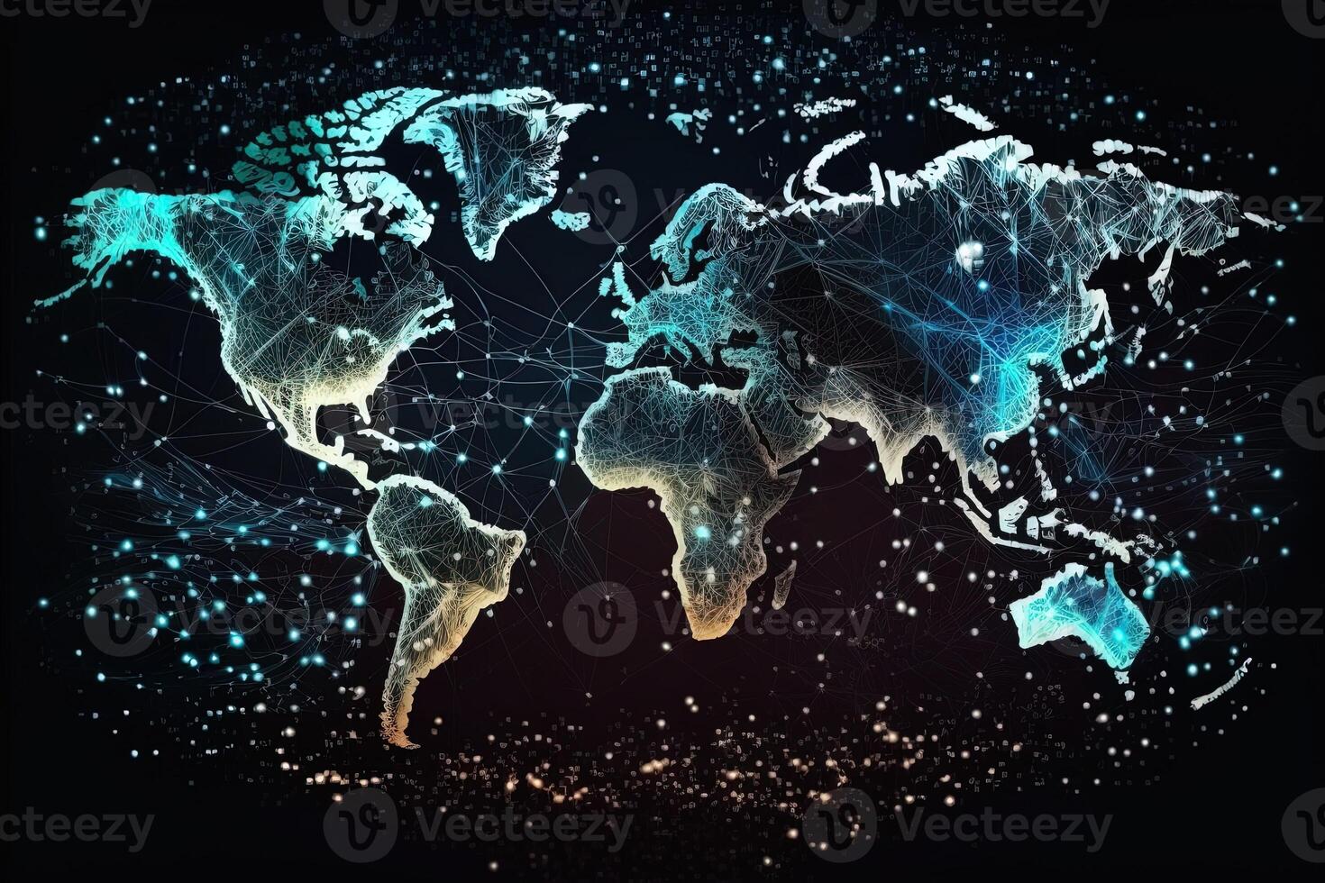 Global map of the world, the earth communication technologies with internet effect. Futuristic modern photo