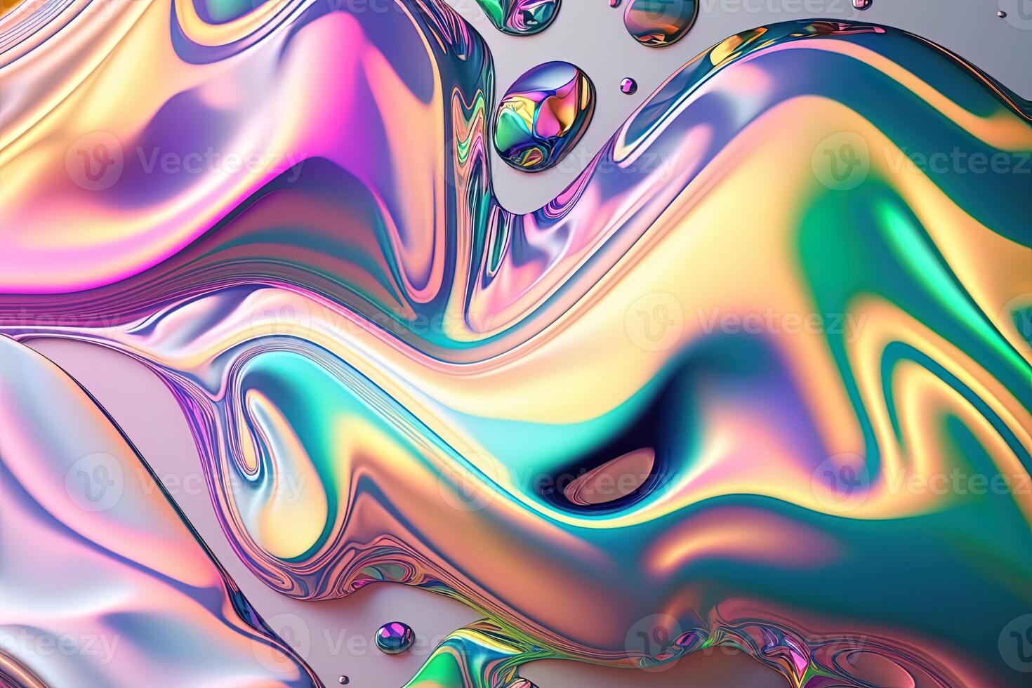 Holographic liquid background. Holograph color texture with foil effect. Halographic iridescent backdrop. Pearlescent gradient for design prints. Rainbow metal. photo