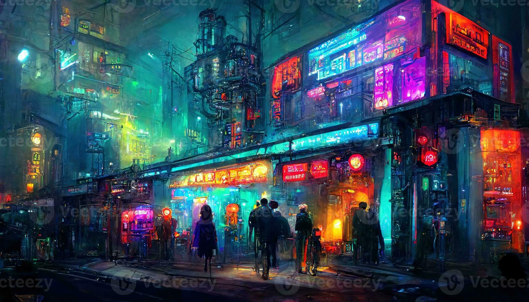 Cyberpunk Street Neon Night Wallpaper 4K