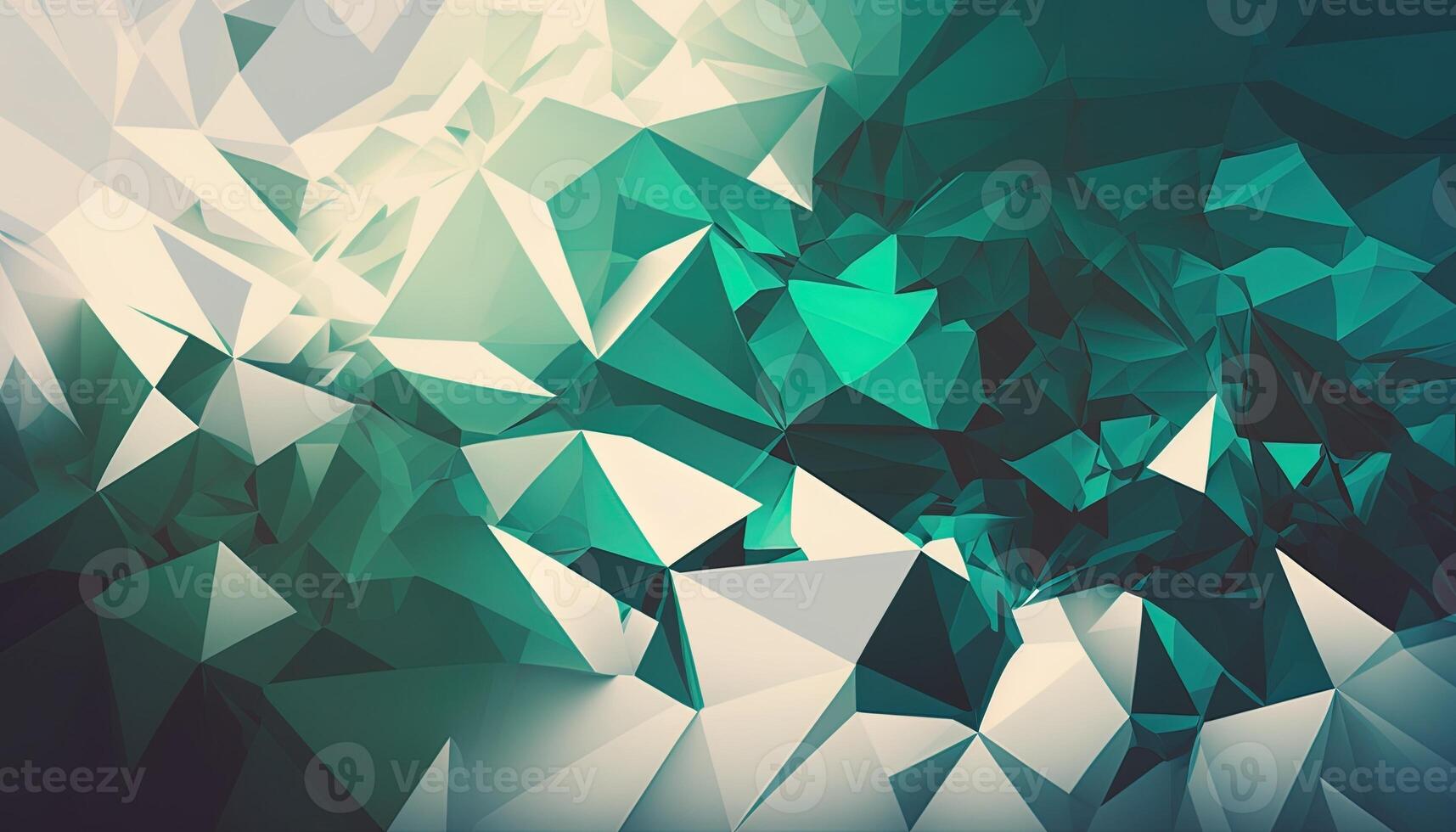 Polygonal high resolution pattern for background, white and teal and green flares. Abstract hexagonal polygonal low poly triangular high resolution futuristic green energetic background photo