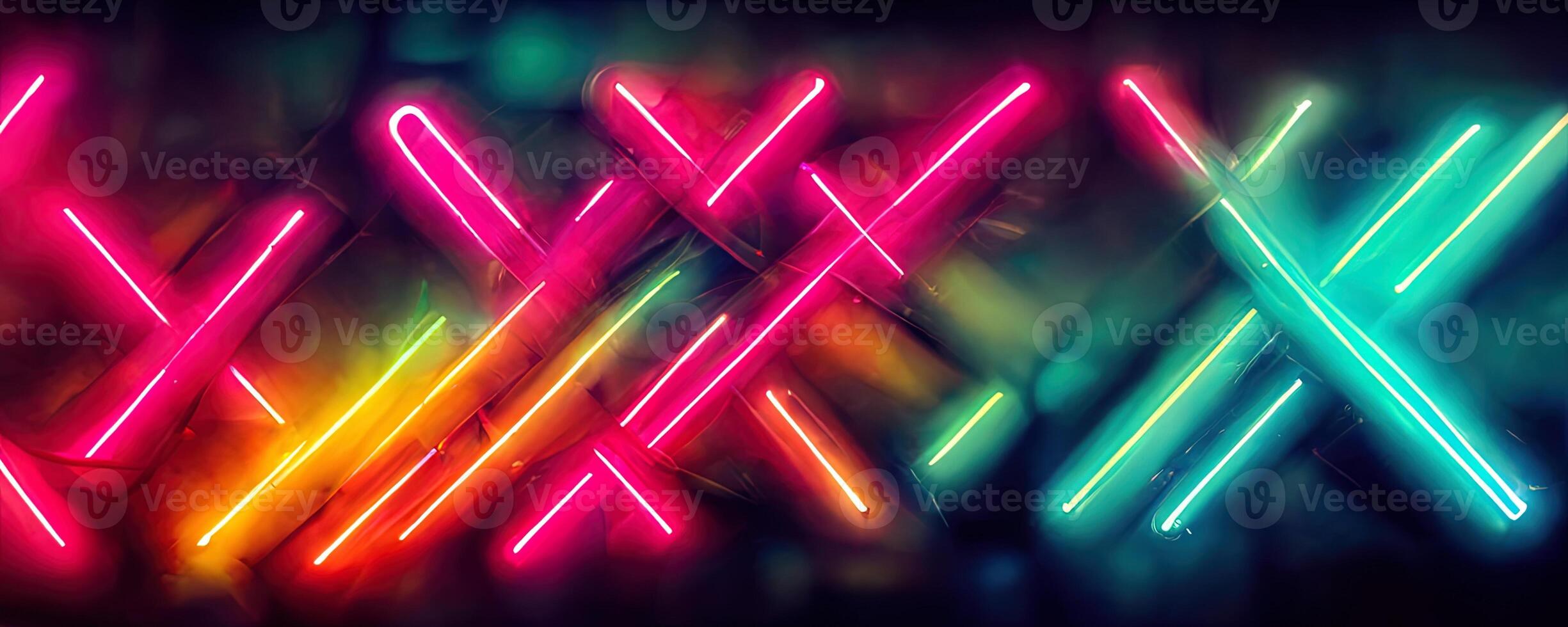 illustration of gaming background abstract, cyberpunk style of gamer wallpaper, neon glow light of sci-fi. Glowing iridescent neon lights for both light and dark backgrounds. photo