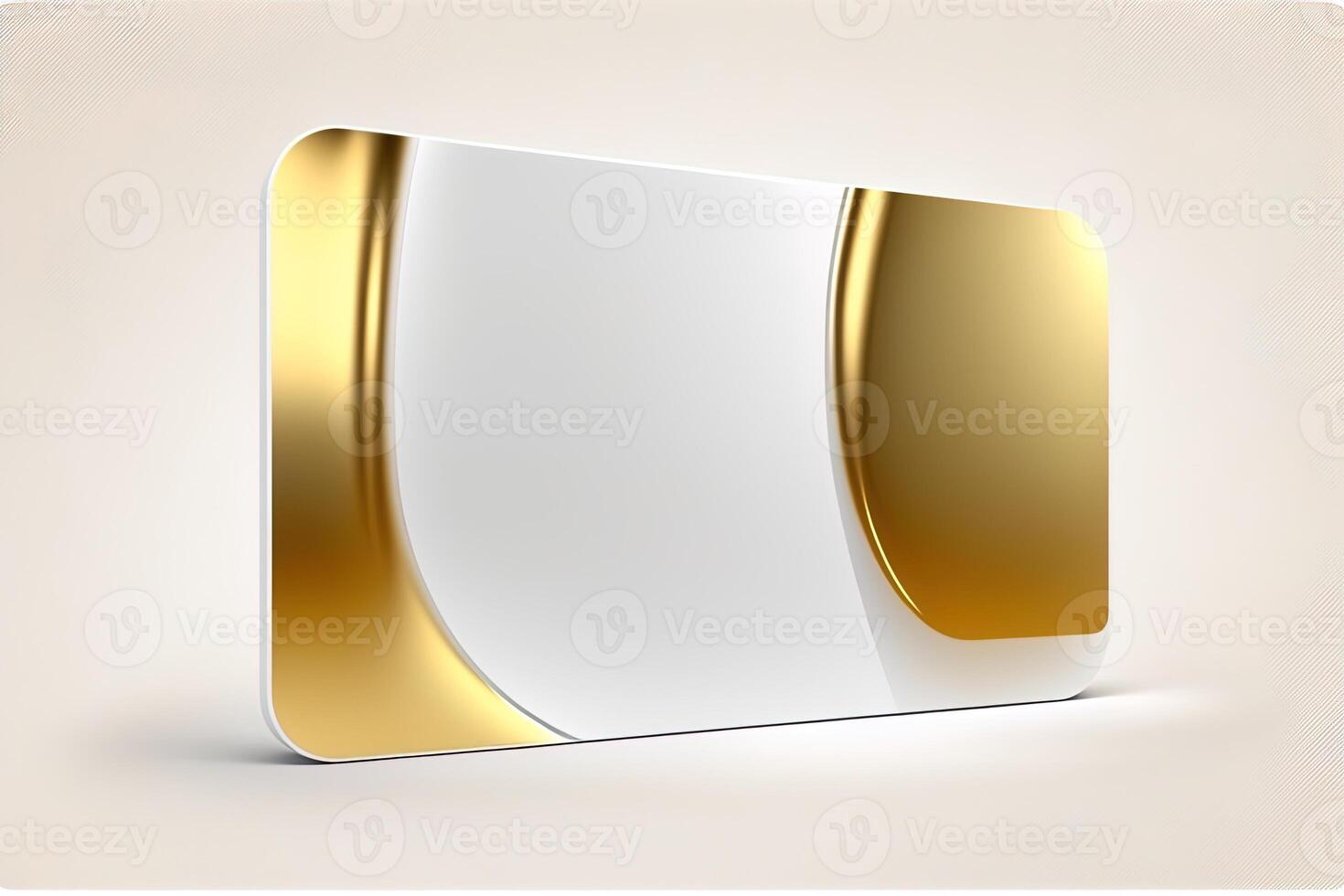 a white card for mockup, horizontal rectangular with rounded corner shapes, front view, stunning light, studio light, reflexion of hundred fine lines of gold reflection, white background photo