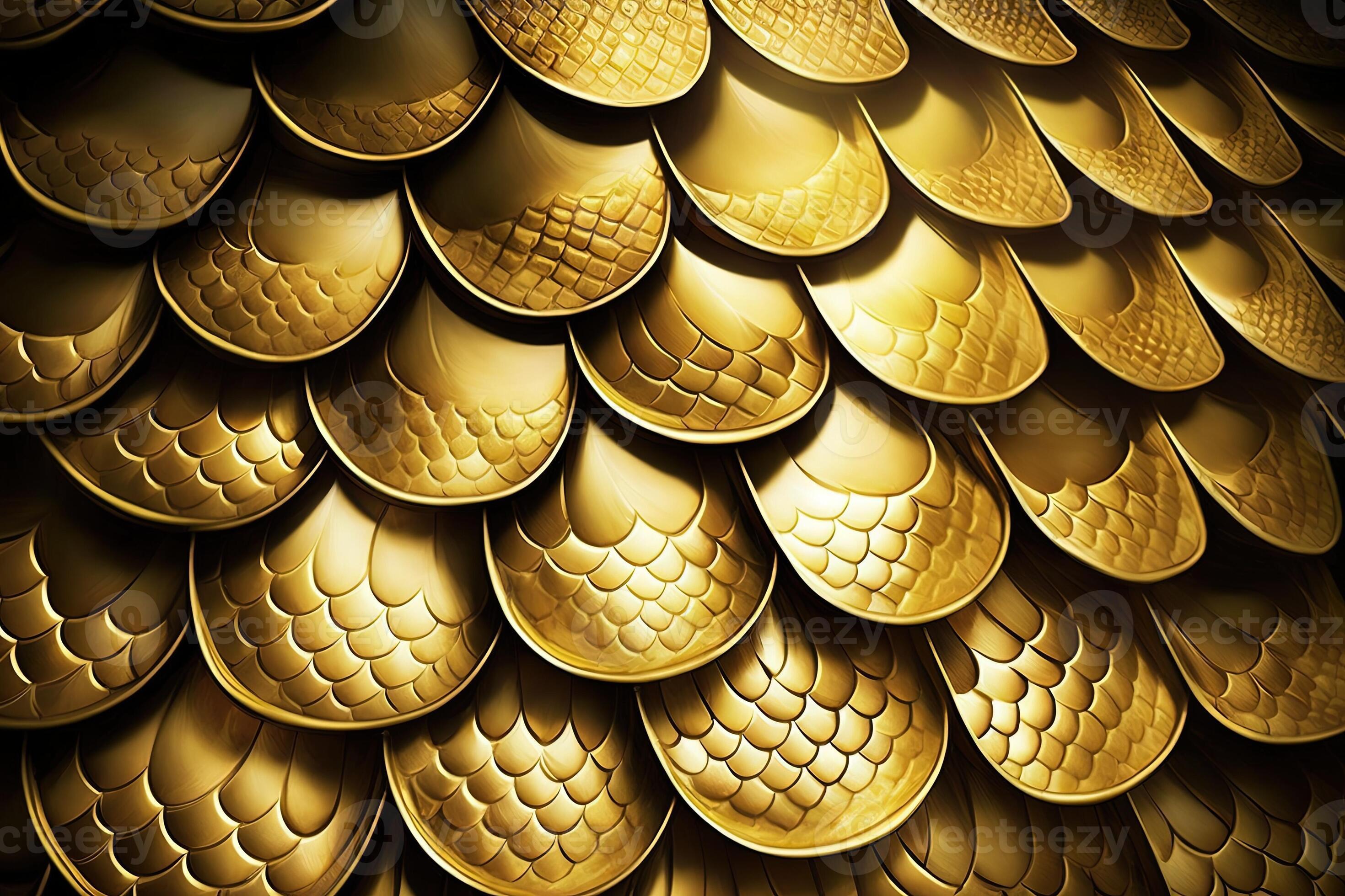 Dragon scales background gold shining shells . Simple background made