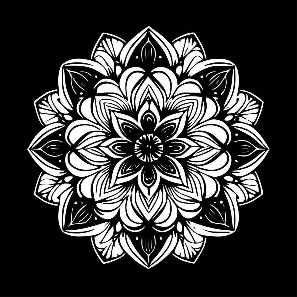 mandala - negro y blanco aislado icono - vector ilustración