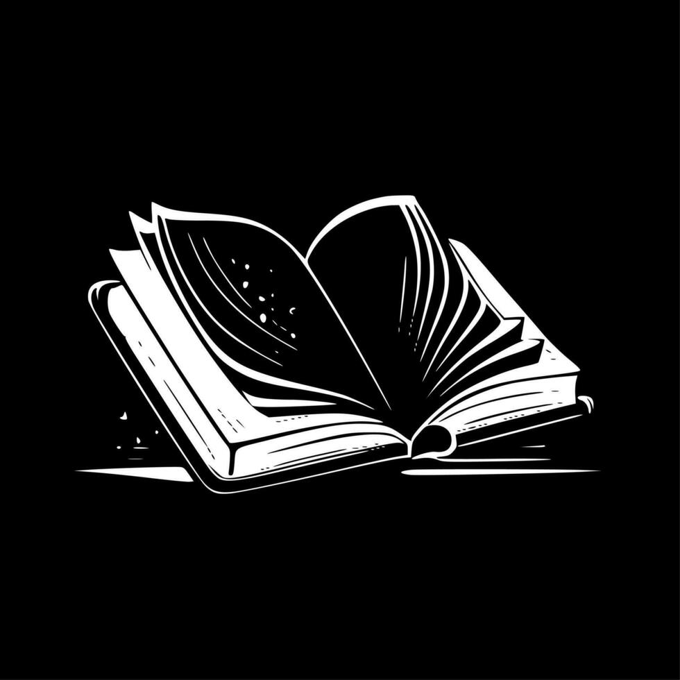 Open Book, Black and White Vector illustration