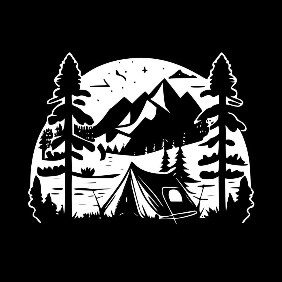 Camp, Minimalist and Simple Silhouette - Vector illustration