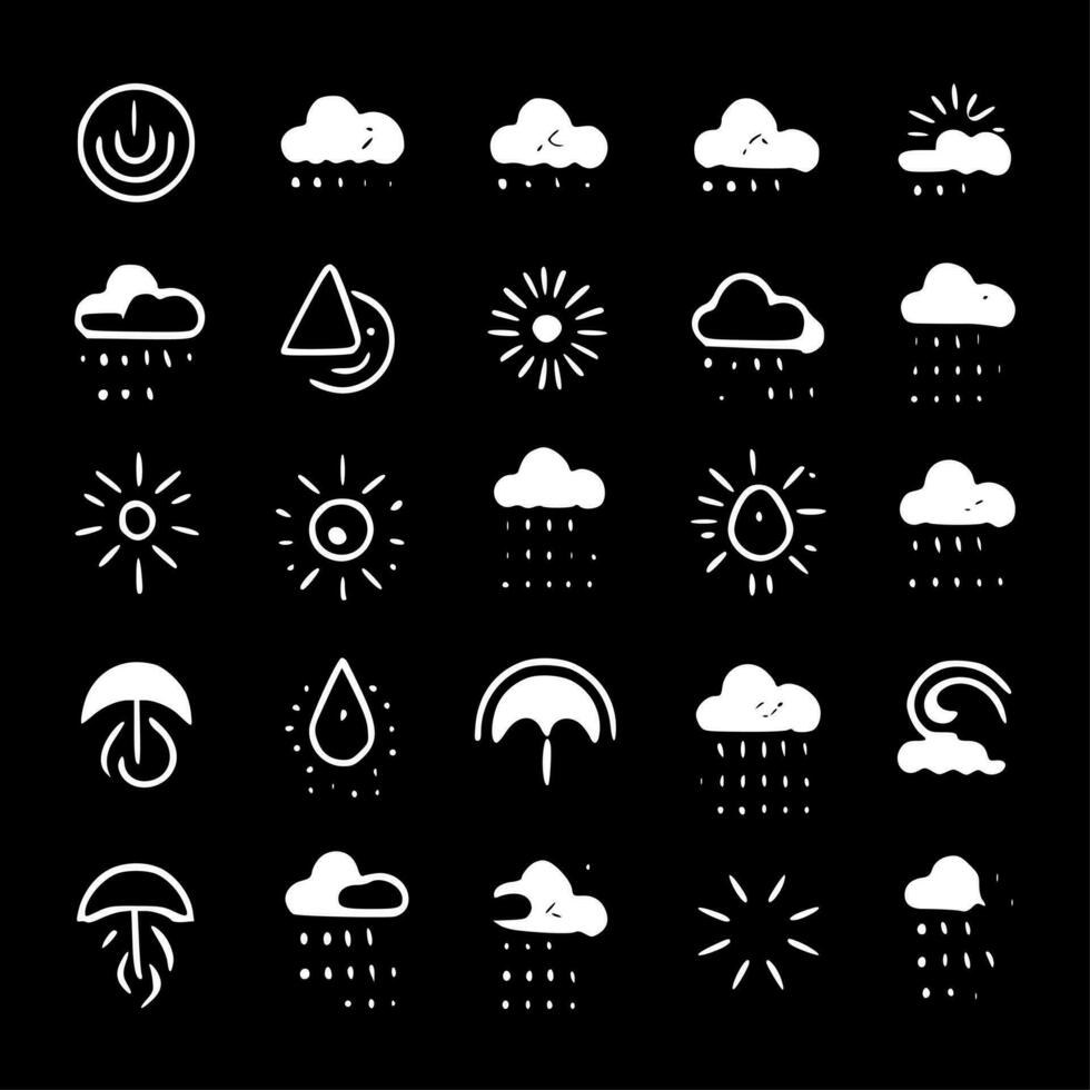 Weather Icons, Black and White Vector illustration