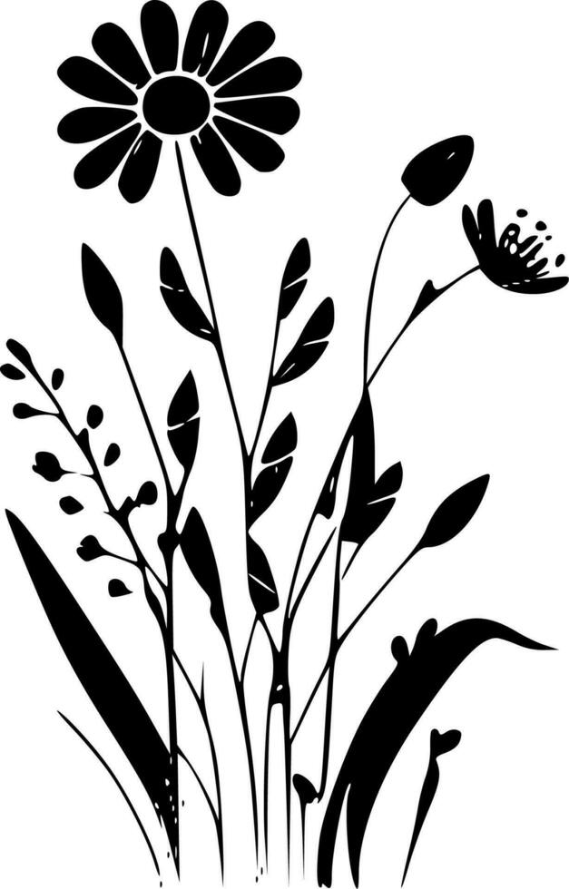 Spring Flowers, Minimalist and Simple Silhouette - Vector illustration