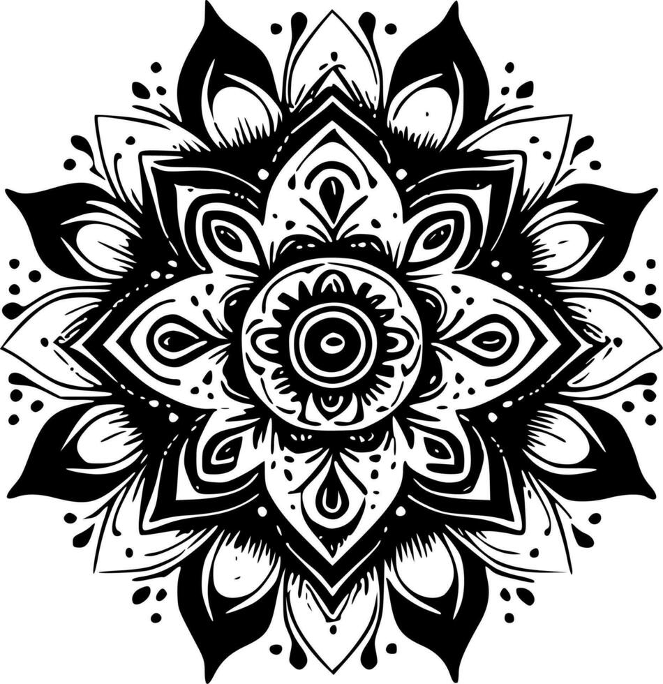 Mandala, Black and White Vector illustration