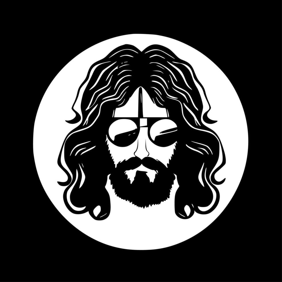 Hippie, Black and White Vector illustration