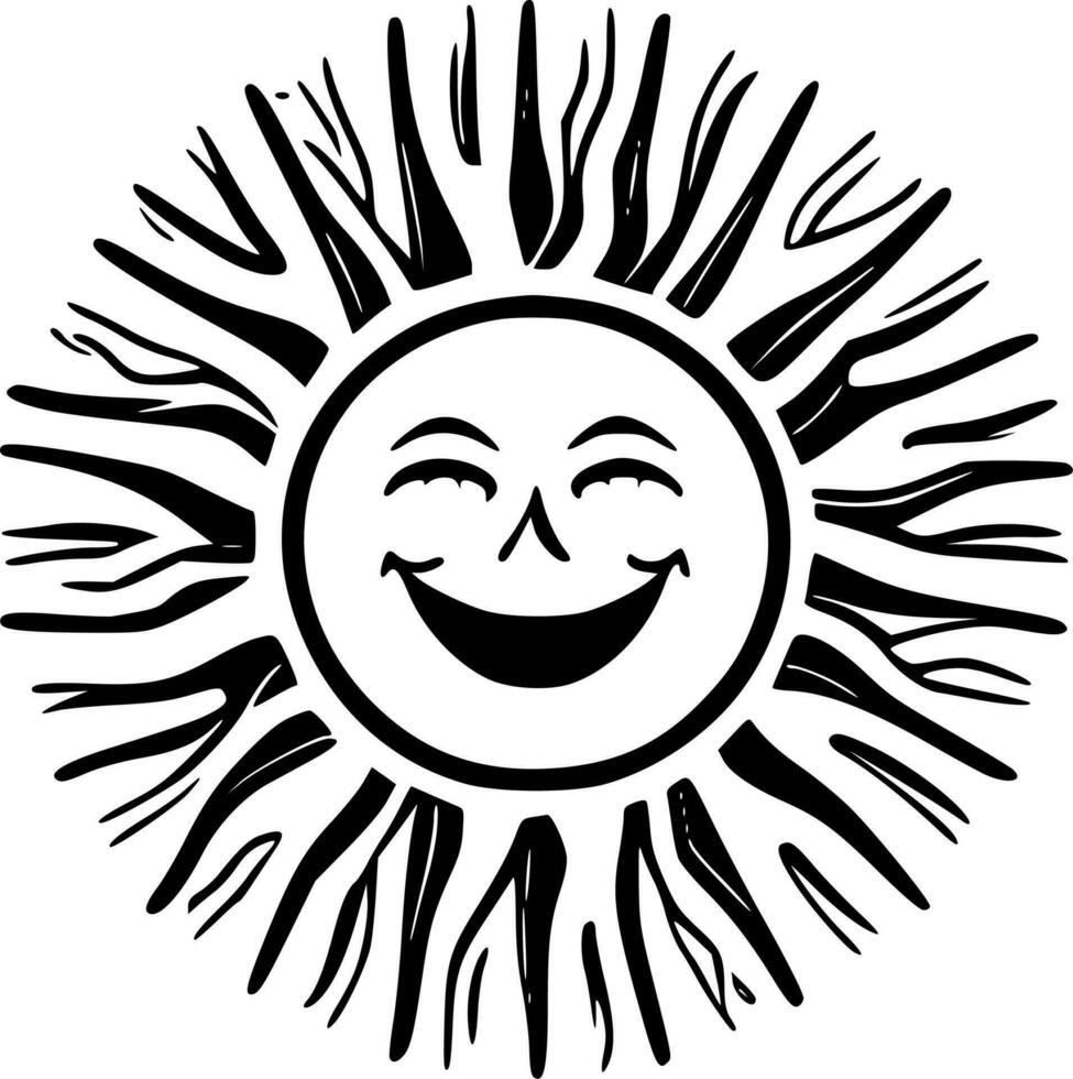 Sunshine - Black and White Isolated Icon - Vector illustration