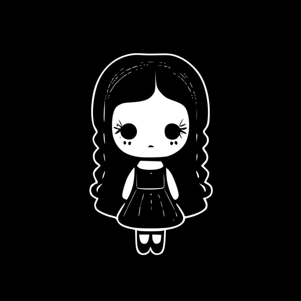 Doll, Black and White Vector illustration