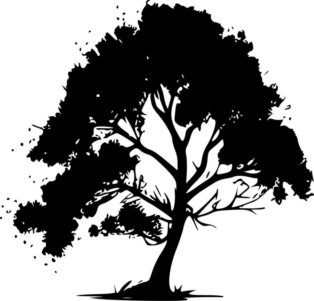 árbol - negro y blanco aislado icono - vector ilustración