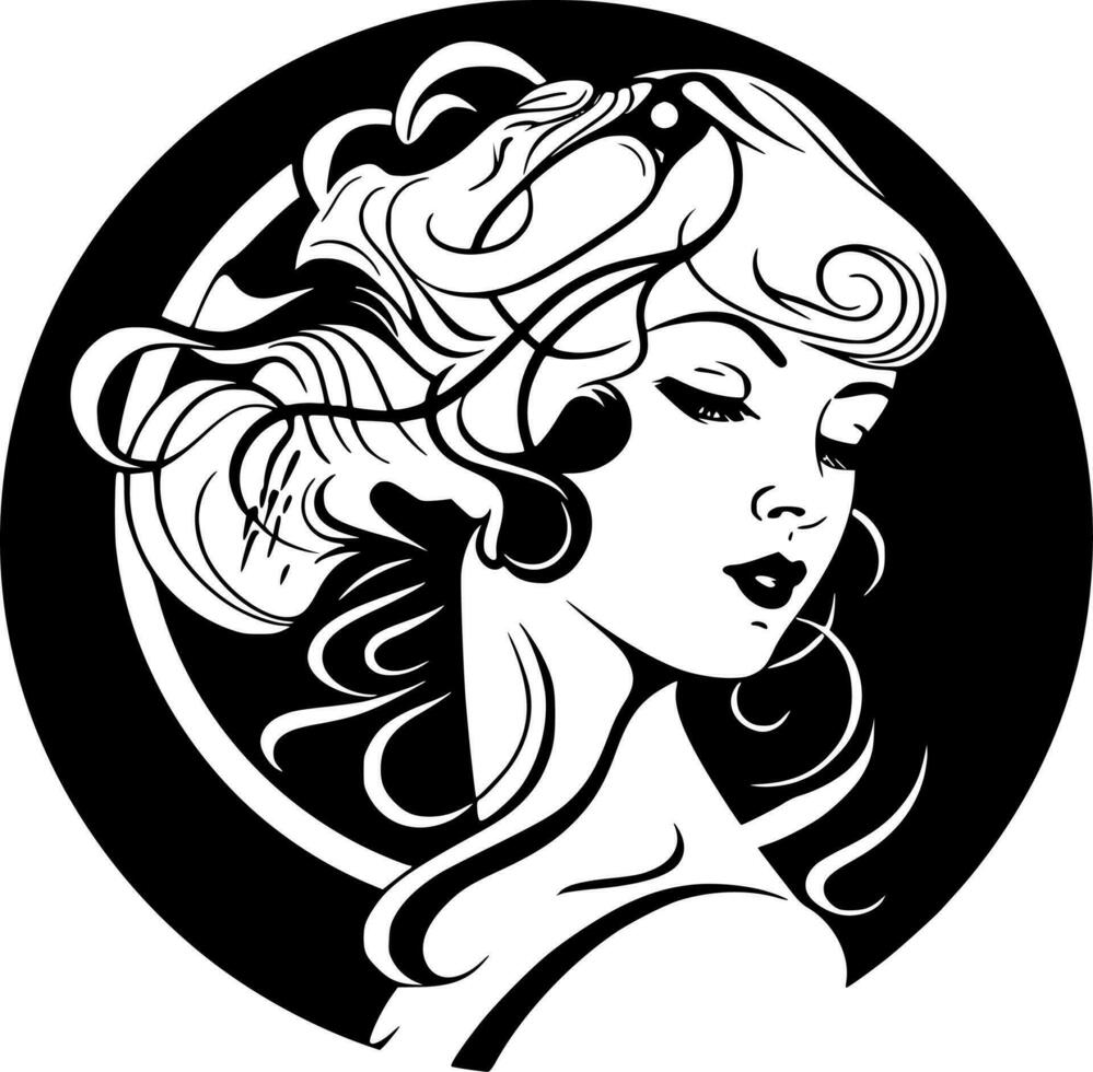 Art Nouveau - Black and White Isolated Icon - Vector illustration