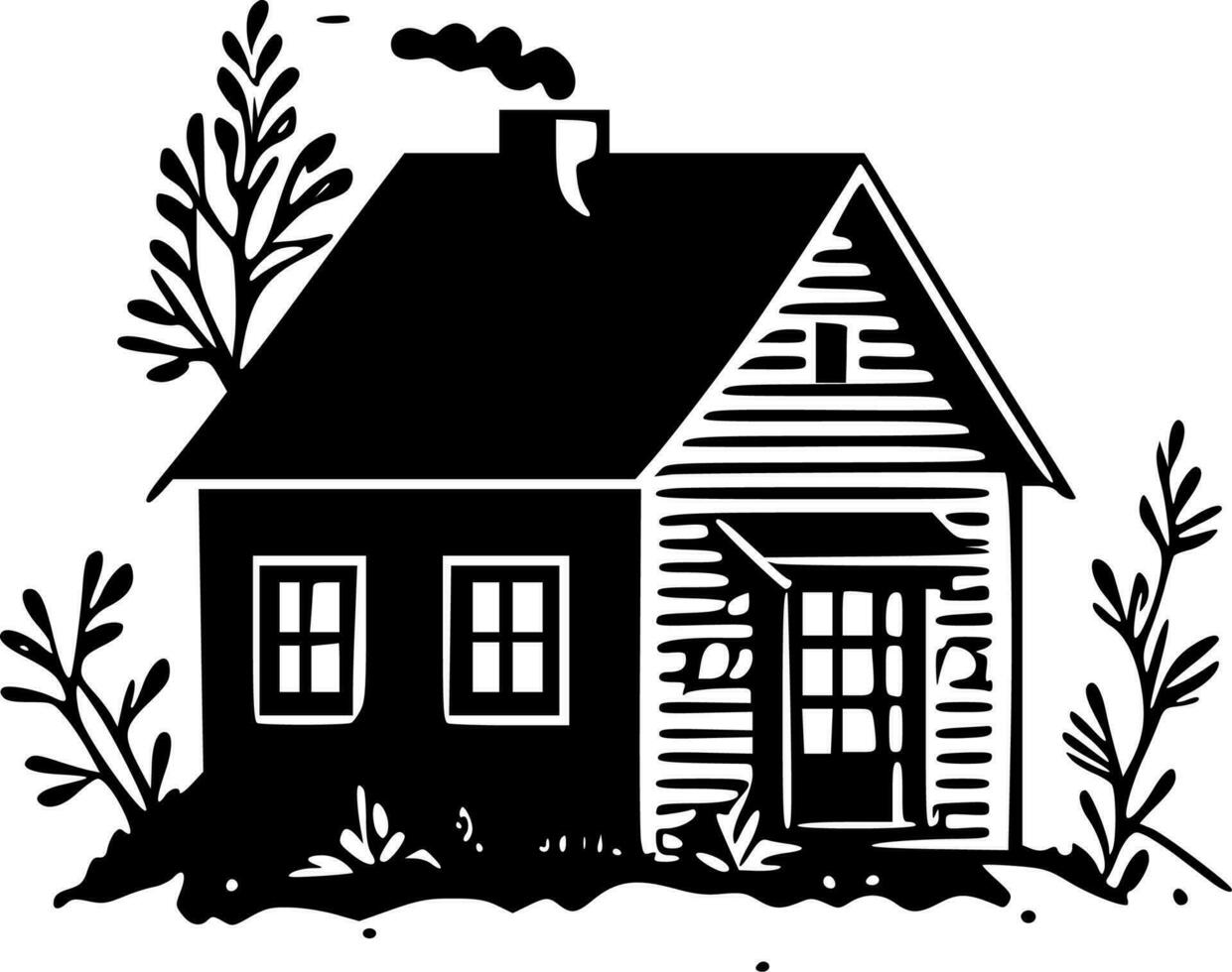 Cottage - Black and White Isolated Icon - Vector illustration