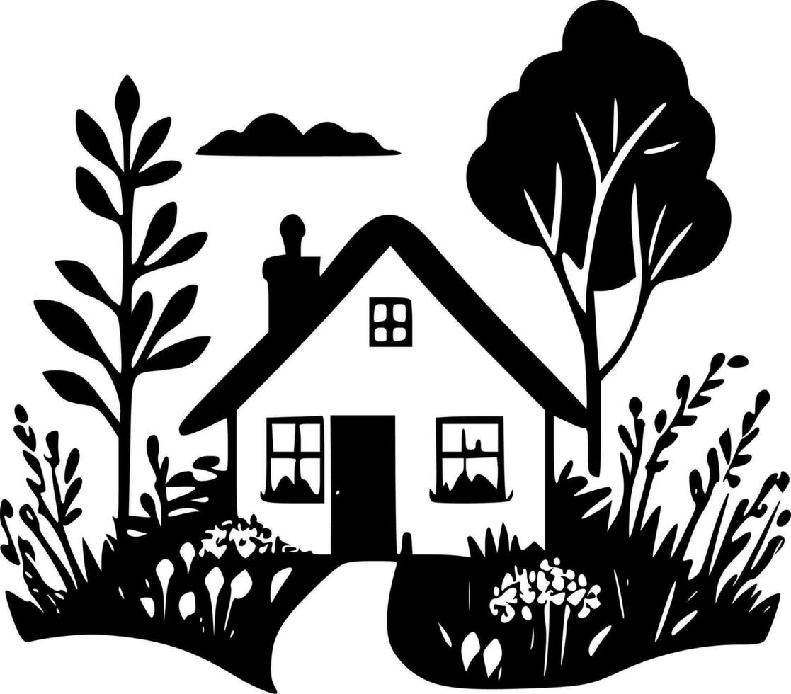 Cottagecore - Black and White Isolated Icon - Vector illustration