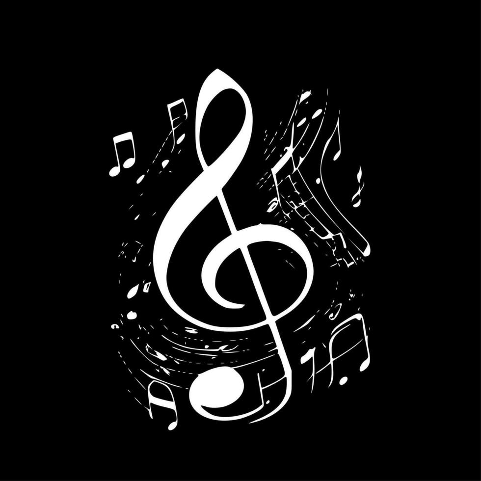 Music Notes, Black and White Vector illustration