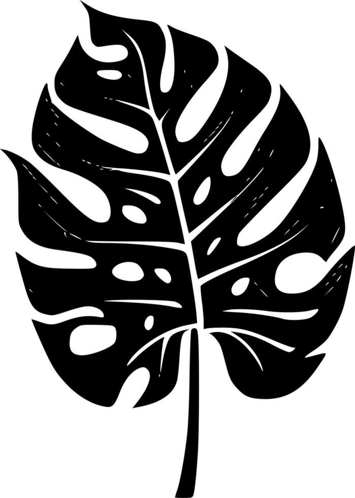 Monstera, Black and White Vector illustration