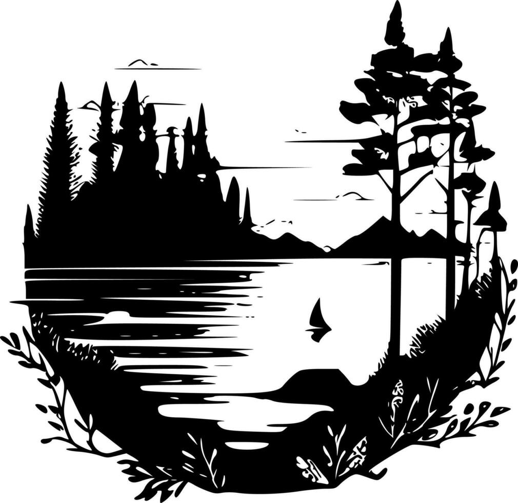 Lake - High Quality Vector Logo - Vector illustration ideal for T-shirt graphic