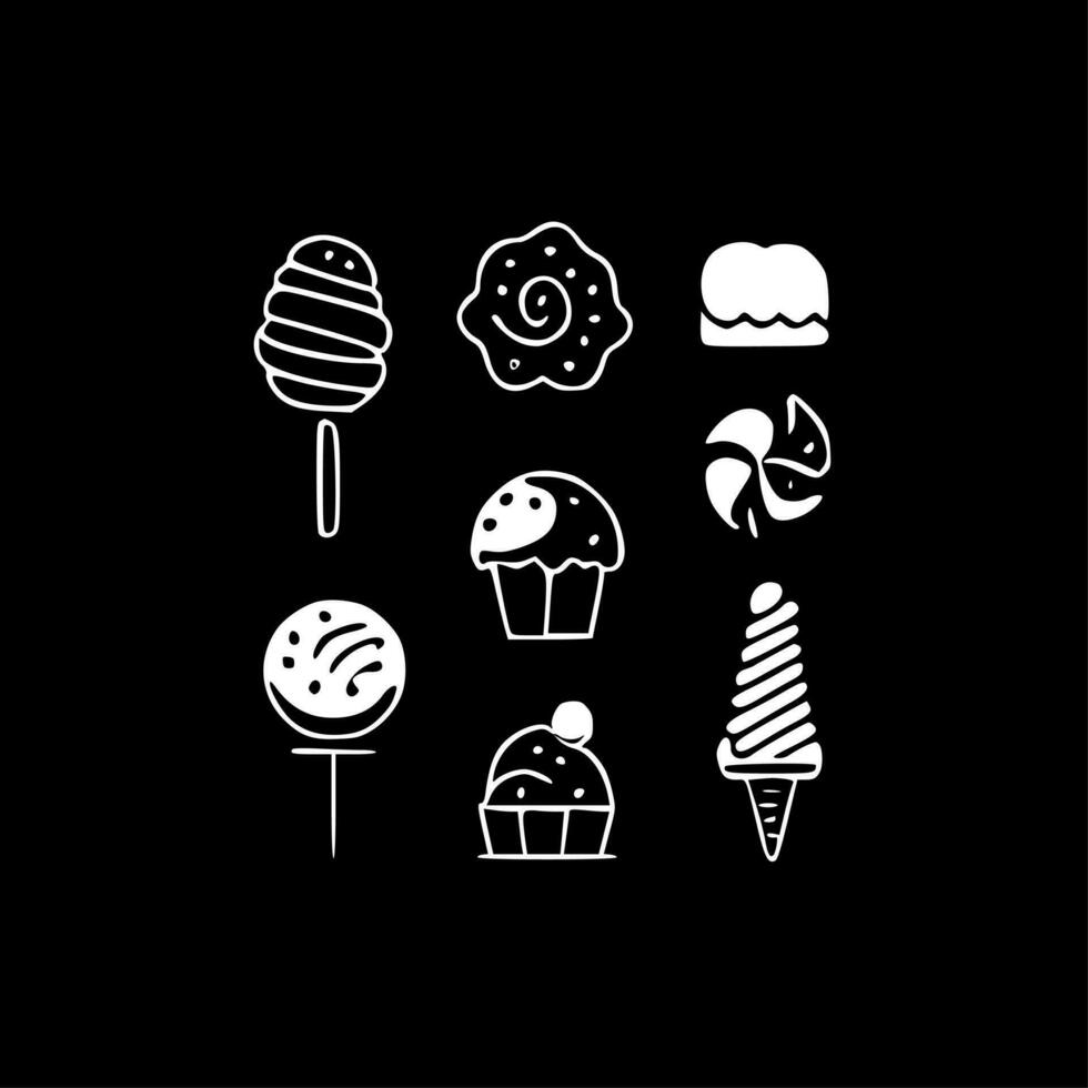 dulces, negro y blanco vector ilustración