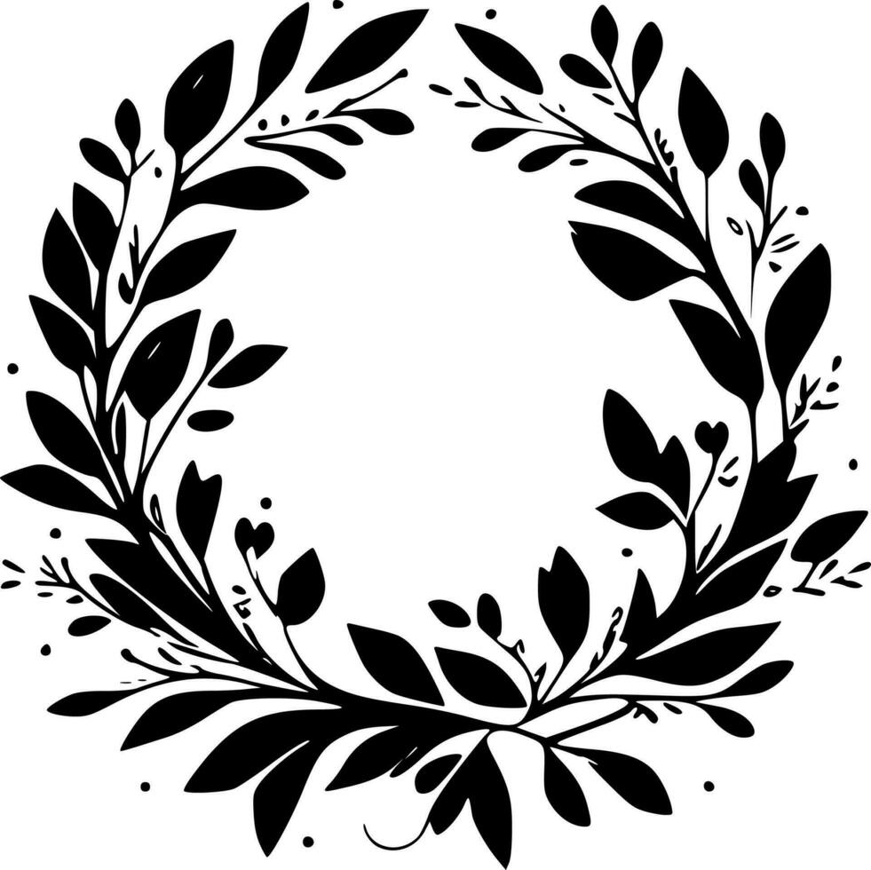 Wreath, Black and White Vector illustration