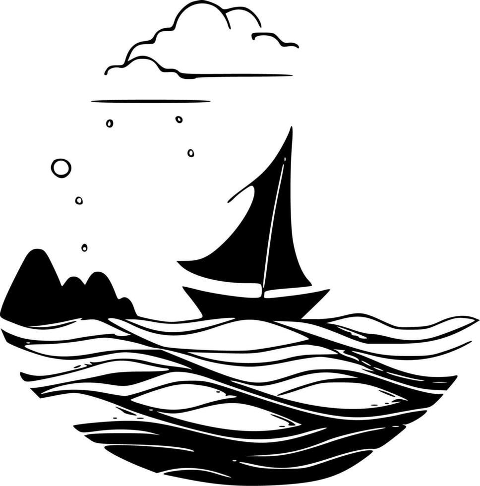 Sea - High Quality Vector Logo - Vector illustration ideal for T-shirt graphic
