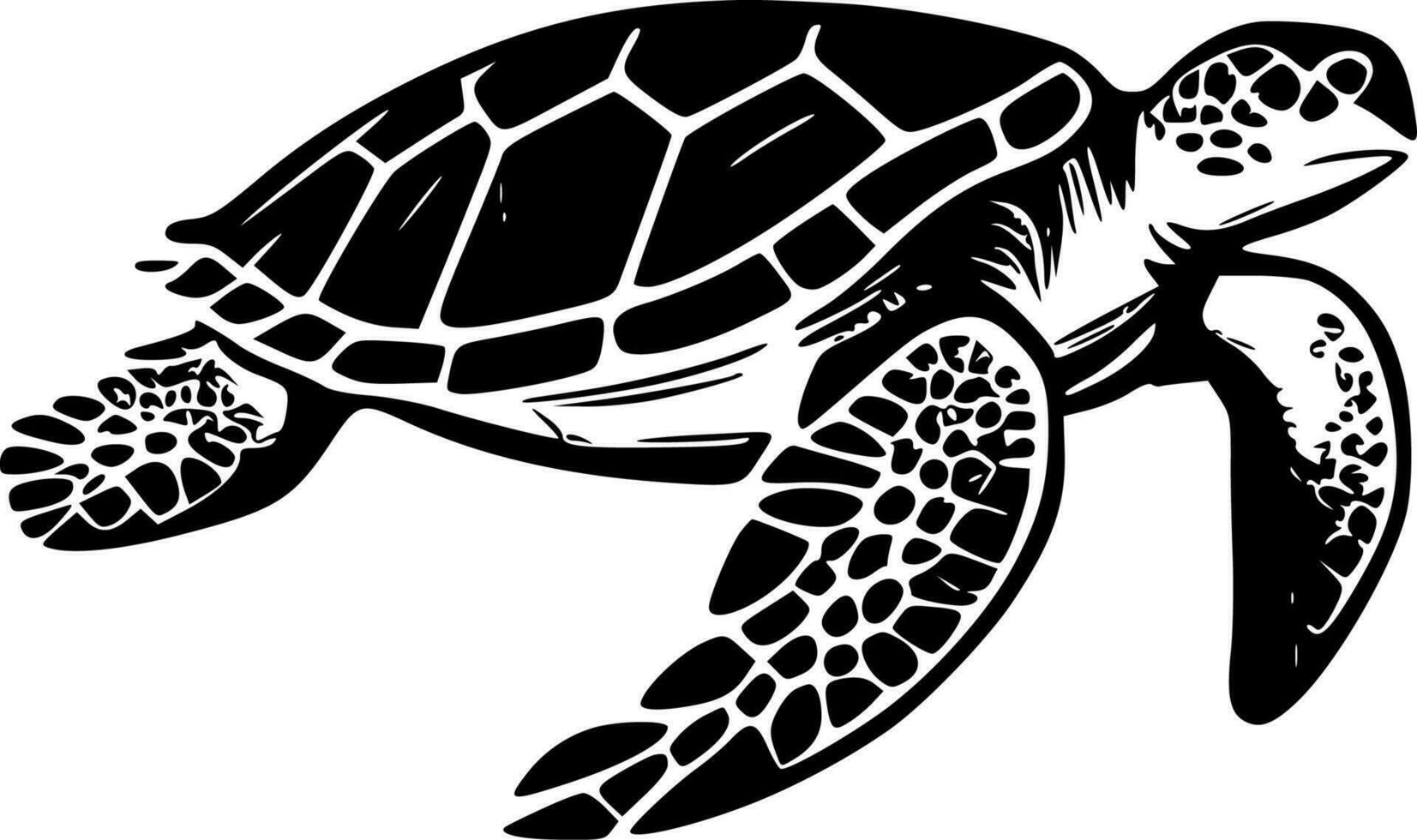 Sea Turtle, Minimalist and Simple Silhouette - Vector illustration