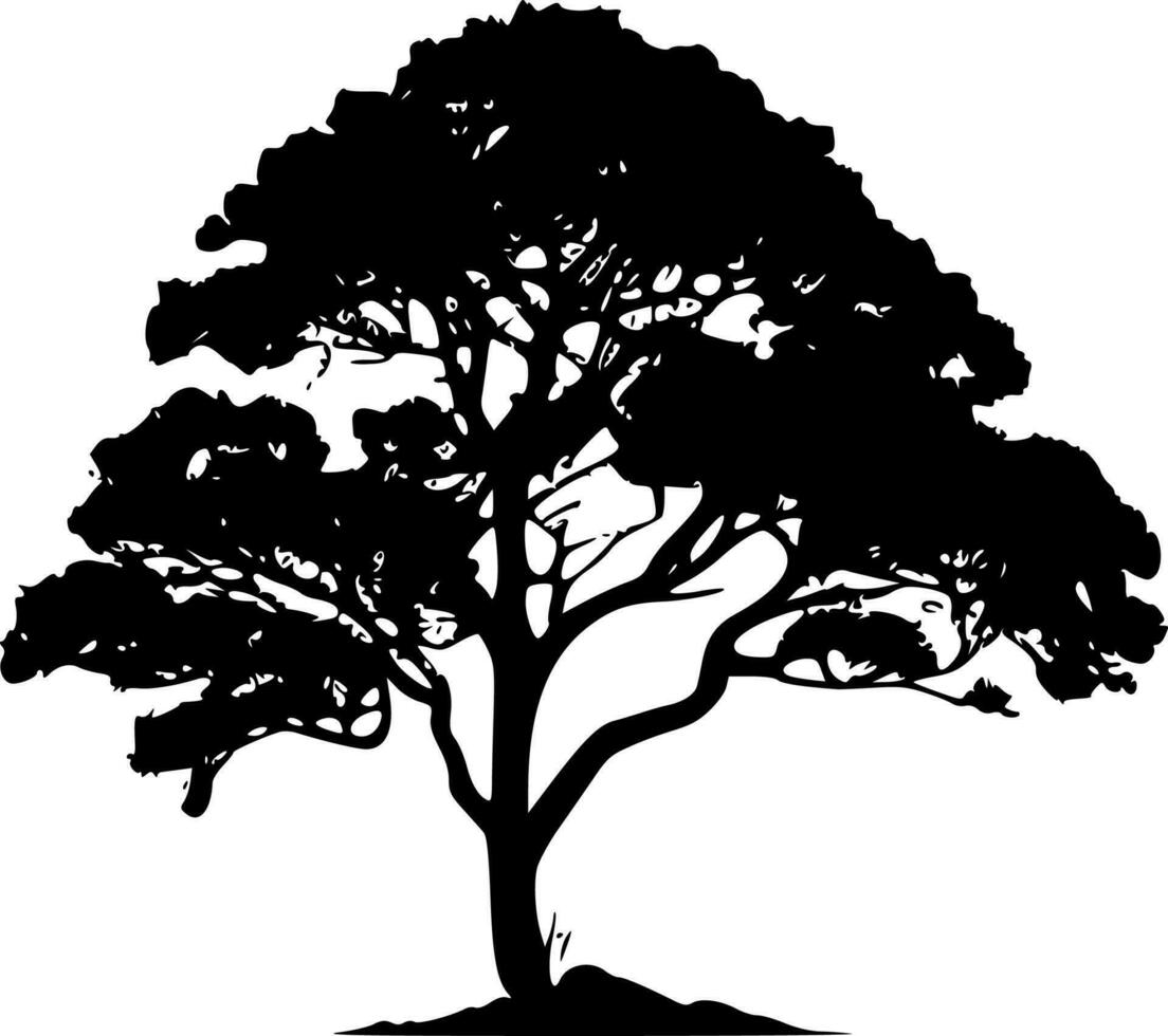 árbol - negro y blanco aislado icono - vector ilustración