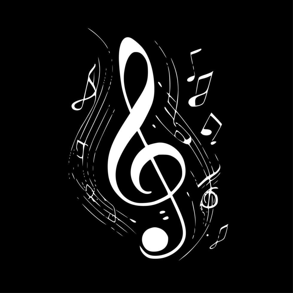 Music Notes, Black and White Vector illustration