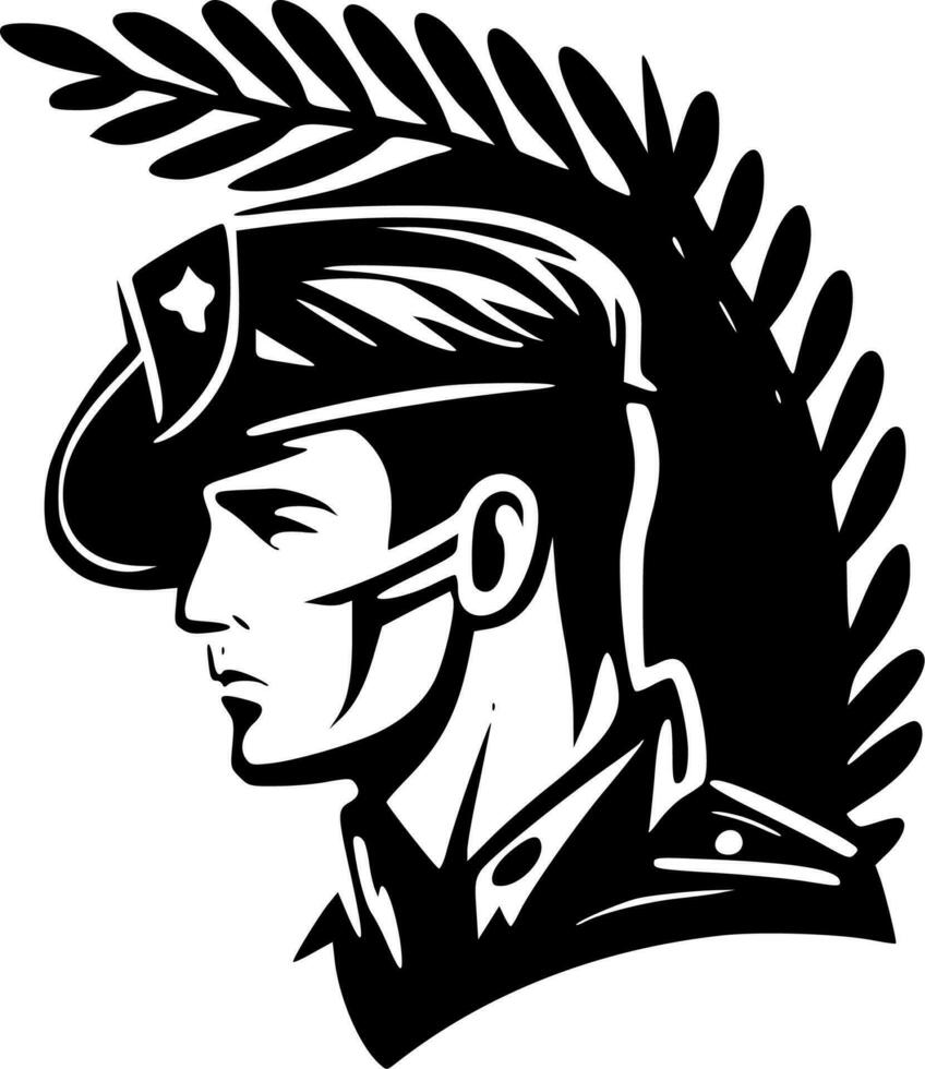 militar - negro y blanco aislado icono - vector ilustración