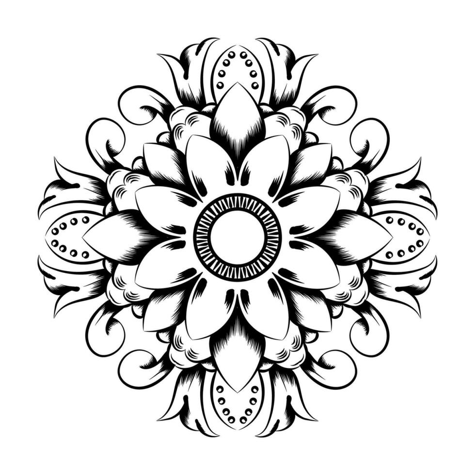 mandala black element decoration pattern illustration vintage vector