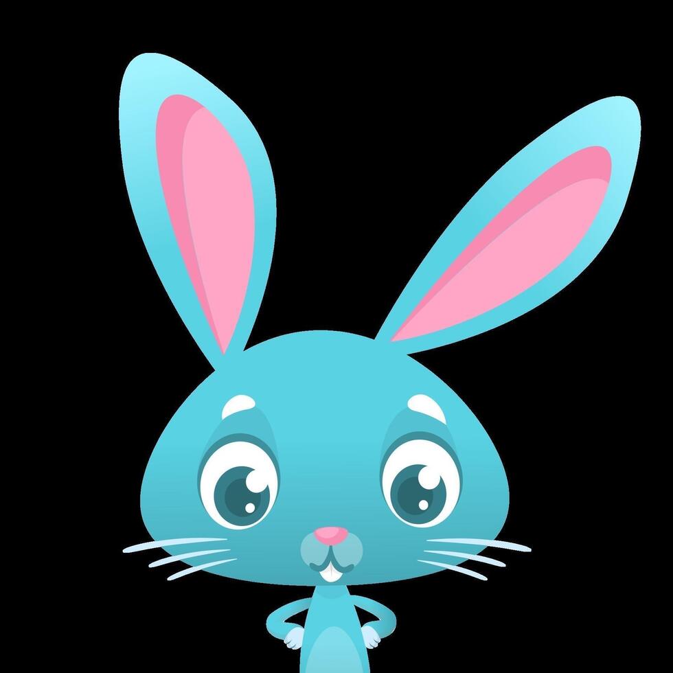 Blue cartoon bunny with big ears vector