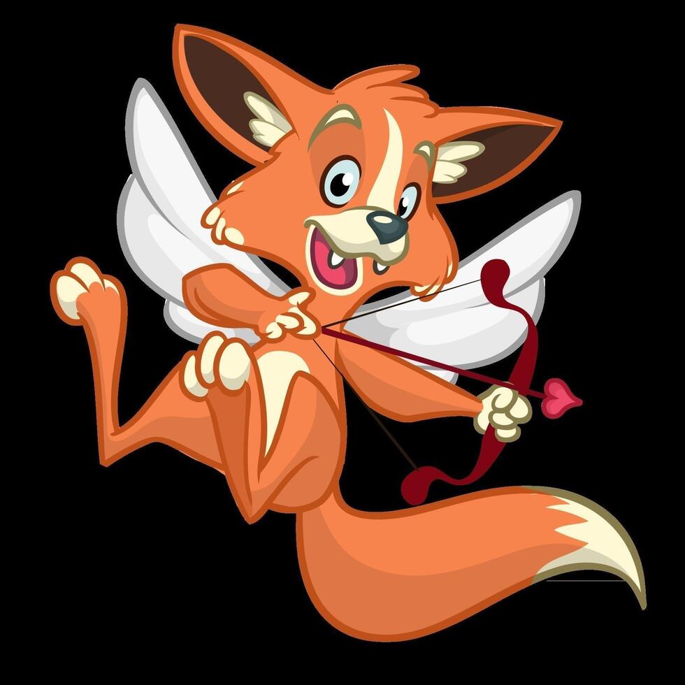 Cartoon fox with wings and bow vector