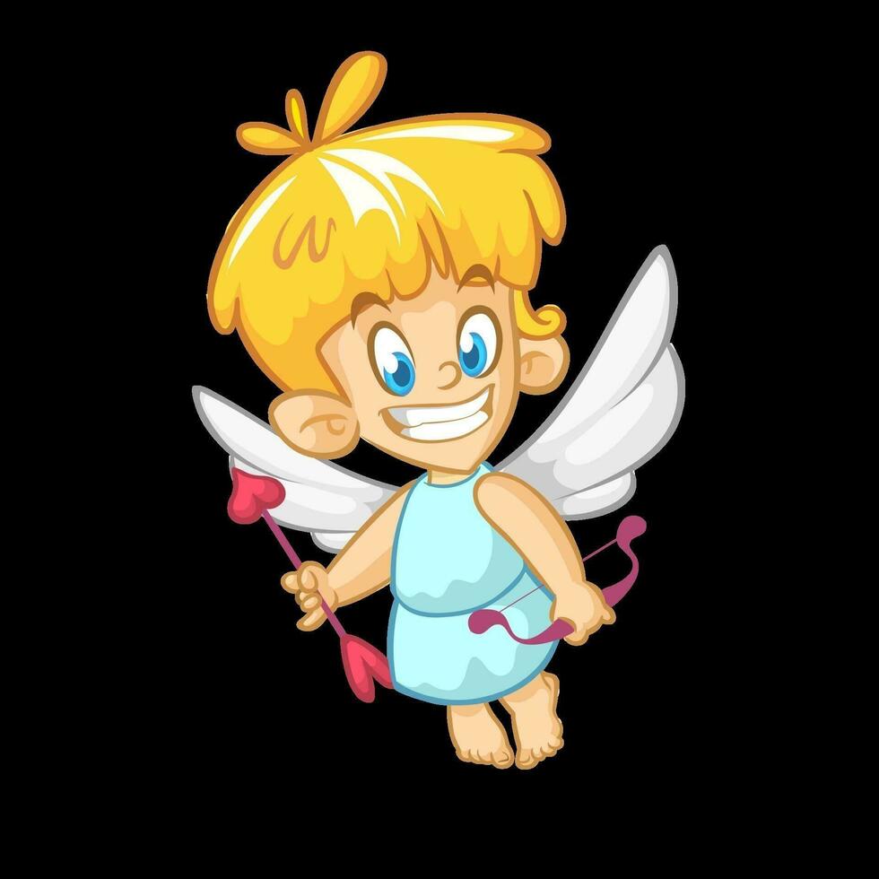 Funny little Cupid aiming at someone with an arrow of love vector