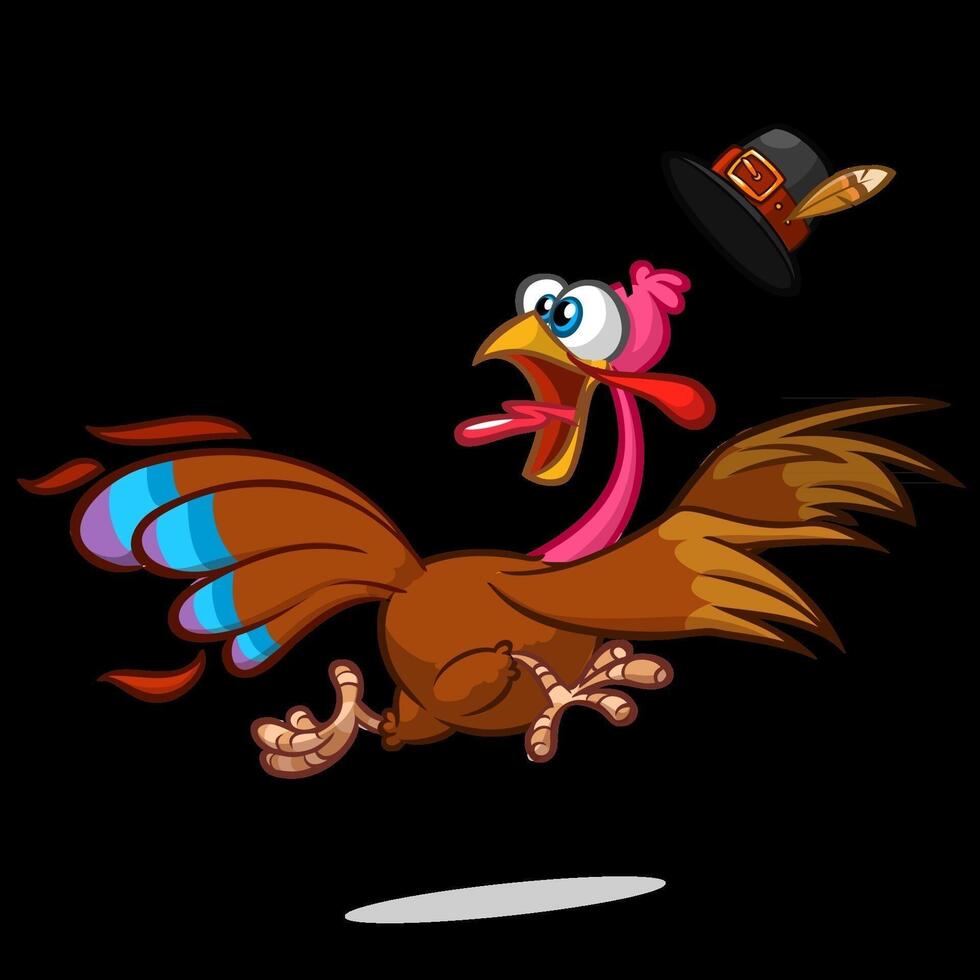 Cartoon turkey wearing a hat vector