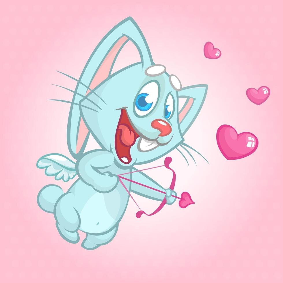 Cartoon rabbit with bow and hearts vector