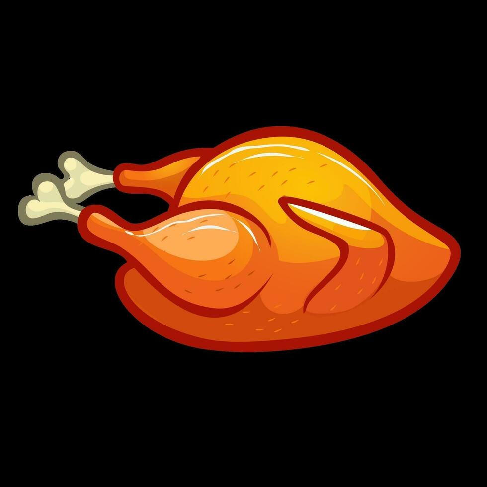 Thanksgiving appetizing fried turkey meal icon. Vector illustration