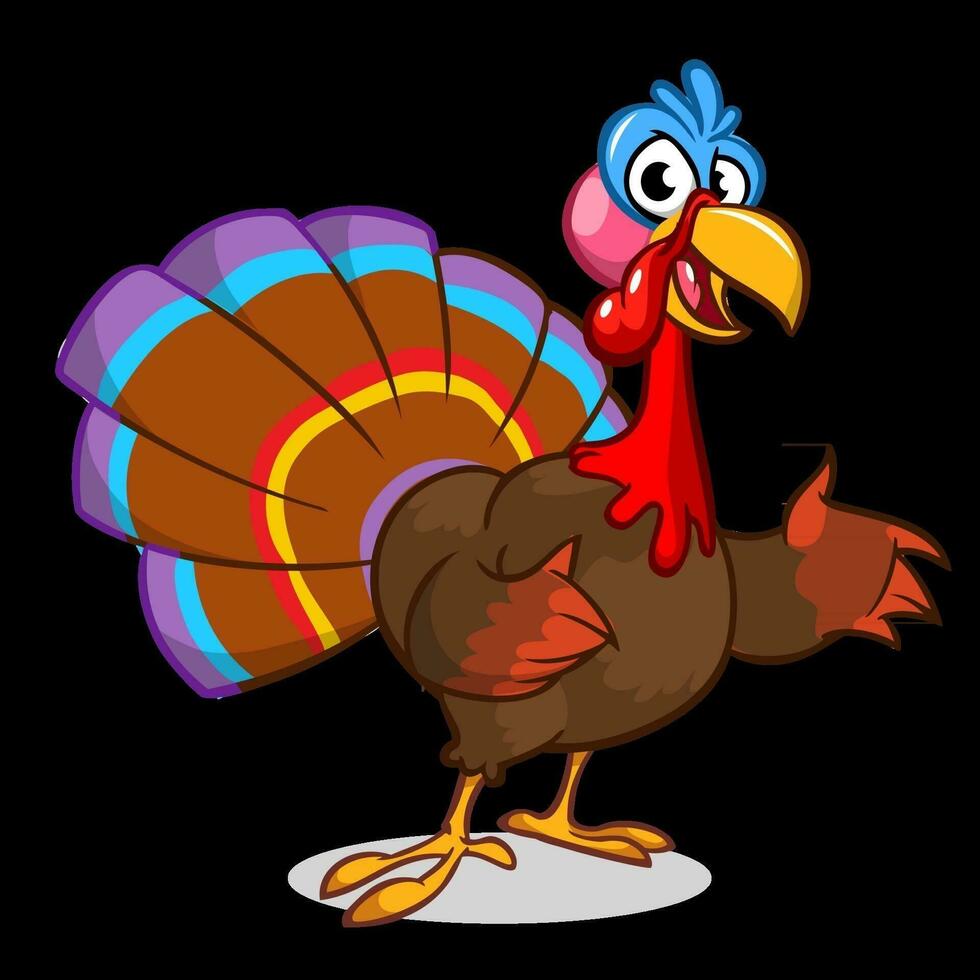 Cartoon turkey bird. Thanksgiving vector illustration isolated on white background