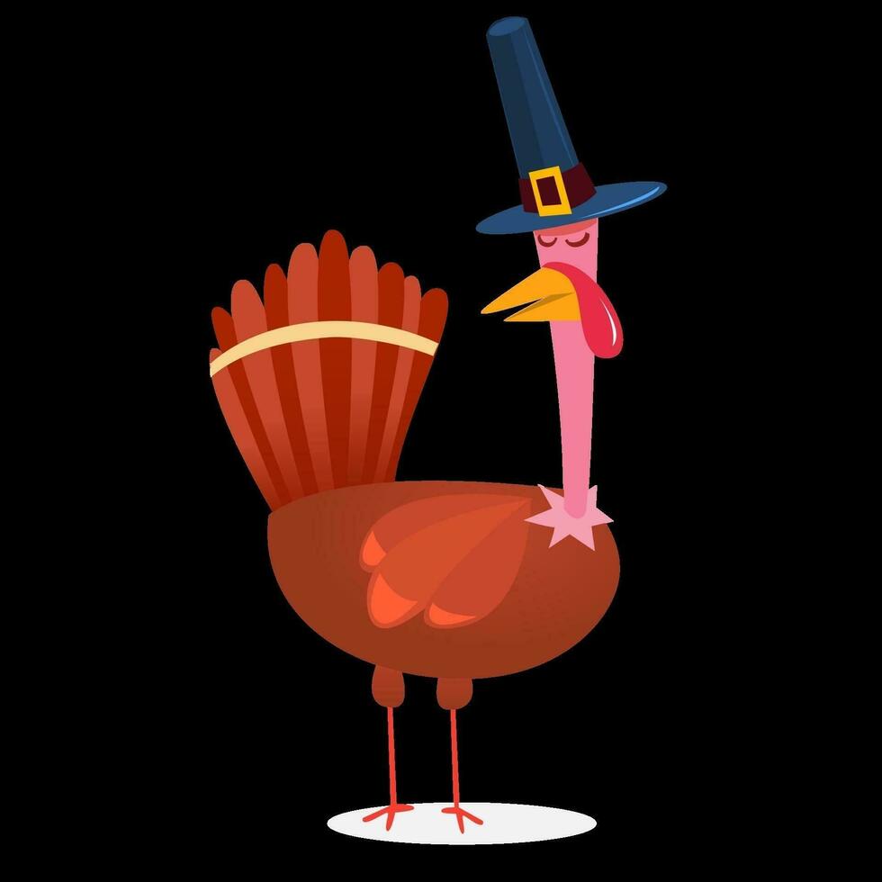 Turkey cartoon bird. Vector illustration isolated white background