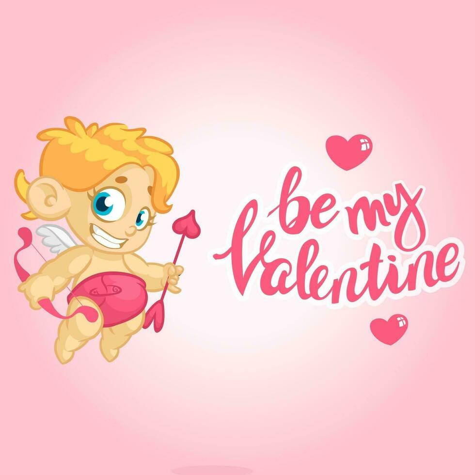 Cartoon cupid. St Valentine's vector postcard or invitation