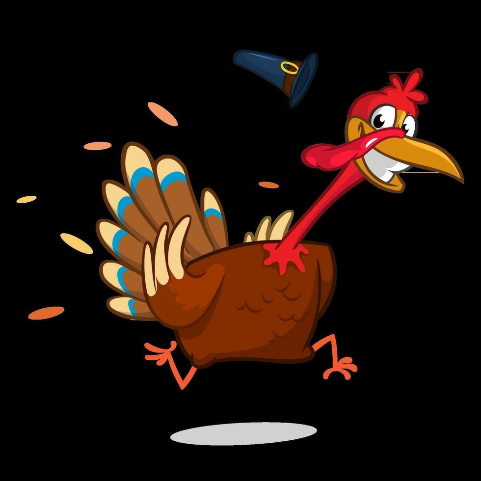 Thanksgiving Turkey Escape Cartoon Character. Vector Illustration Isolated on white